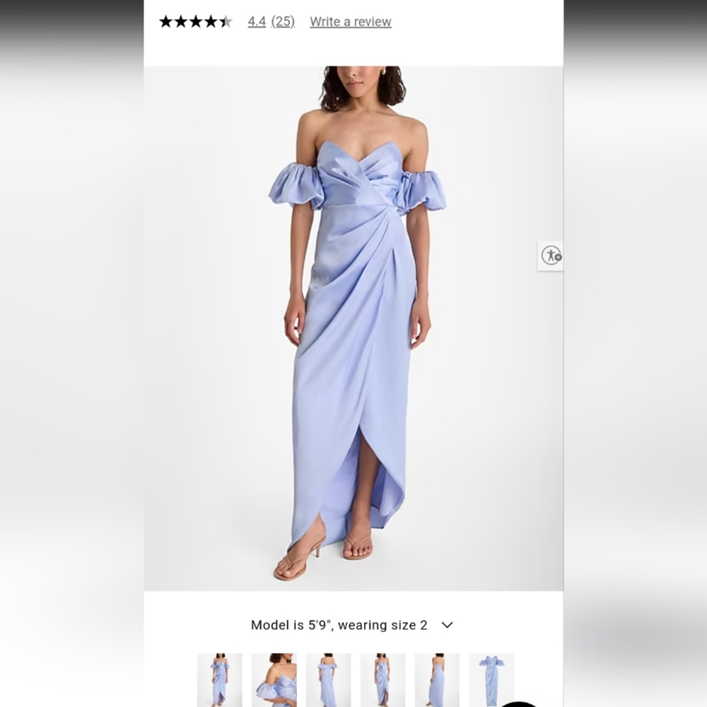 Express Satin Strapless Removable Puff Sleeves Side Slit Midi Sheath Dress 6